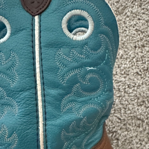 Boys Ariat Brown and Teal Cowboy Boots - Picture 5 of 10